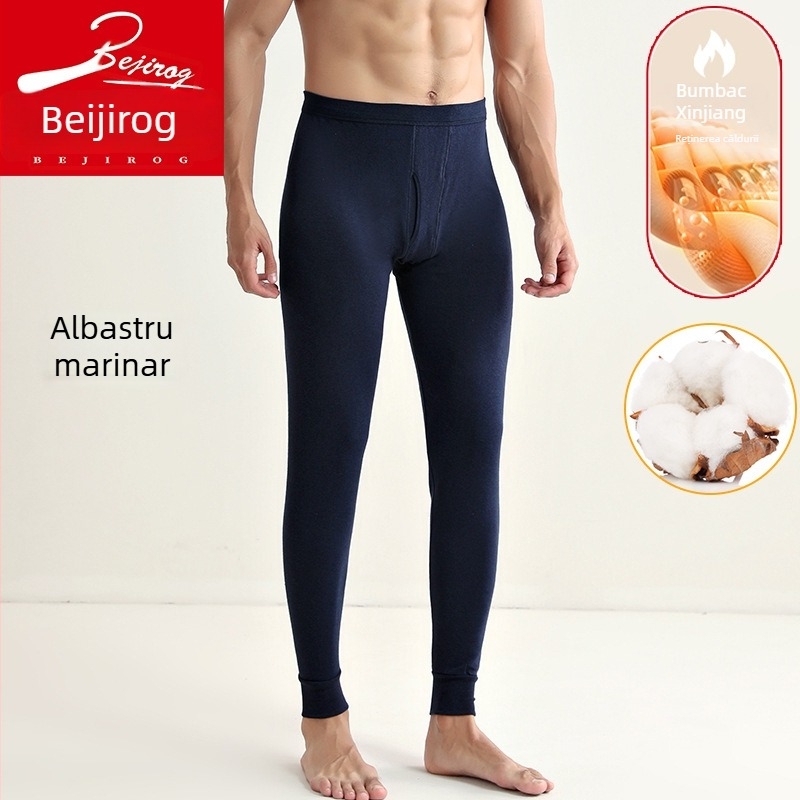 Pantaloni termici pentru bărbați din bumbac 100%, fără cusături, 201–250 g/m², mențin căldura, modelarea corpului