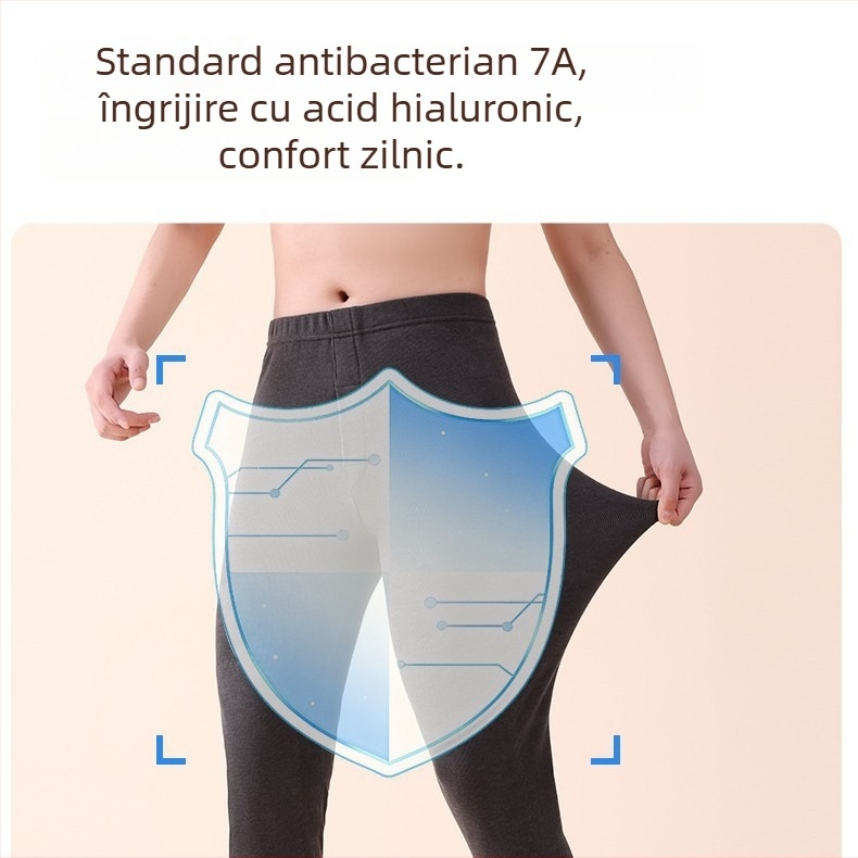Pantaloni termici pentru bărbați, fără cusături, cu căptușeală de fleece, protecție pentru genunchi și strat de bază din material acrilic gros