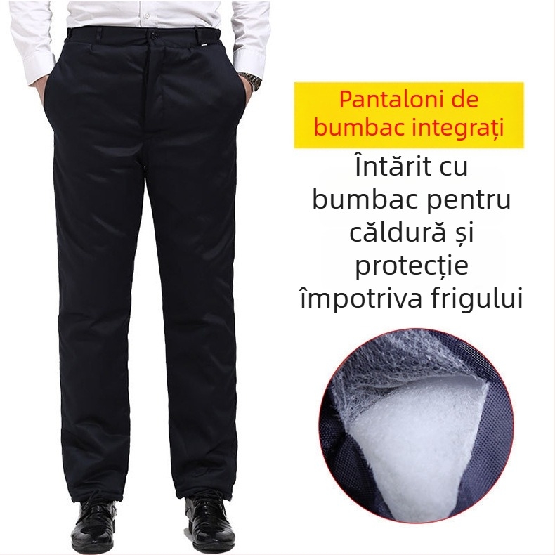 Pantaloni de lucru din bumbac groși de iarnă, căptușeală din mătase-pamuc (98%), protecție împotriva frigului, talie unisex înaltă