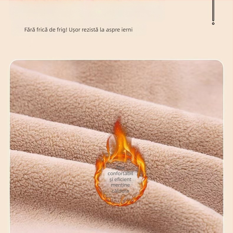 Pantaloni termici grafeni cu căptușeală de fleece, talie înaltă, dublu strat din poliester, protecție pentru genunchi și talie