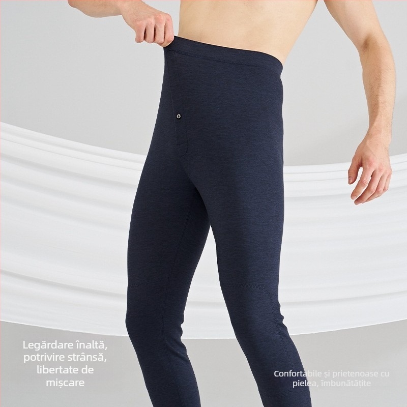 Pantaloni termici bărbați pentru toamnă-iarnă, poliester 70–80%, 201–250 g/m², elasticitate și menținerea căldurii, strat unic