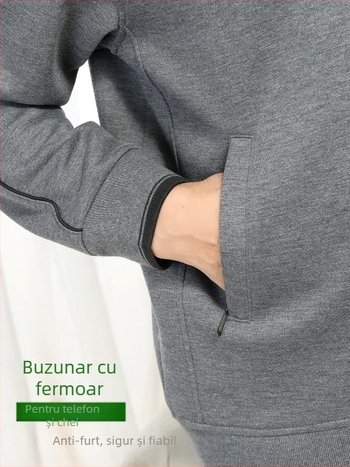 Jachetă sport bărbați, croială lejeră, guler înălțat, fermoar, poliester 94%+