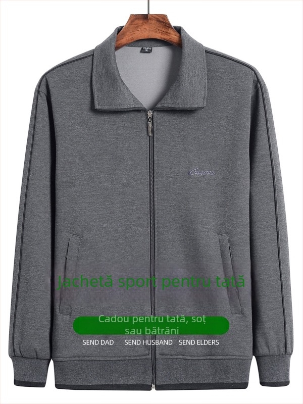 Jachetă sport bărbați, croială lejeră, guler înălțat, fermoar, poliester 94%+