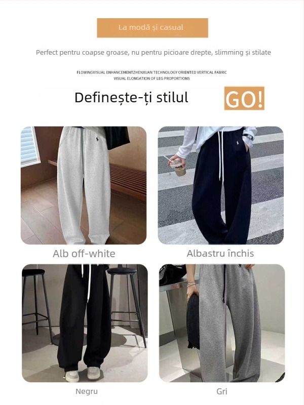 Pantaloni femei cu croială evazată, broderie și patchwork, amestec bumbac-poliester, talie înaltă, stil casual