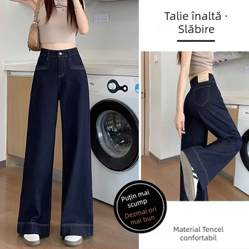Jeans din denim cu croială largă, talie înaltă, 70-80% conținut din țesătura principală, primăvara 2025