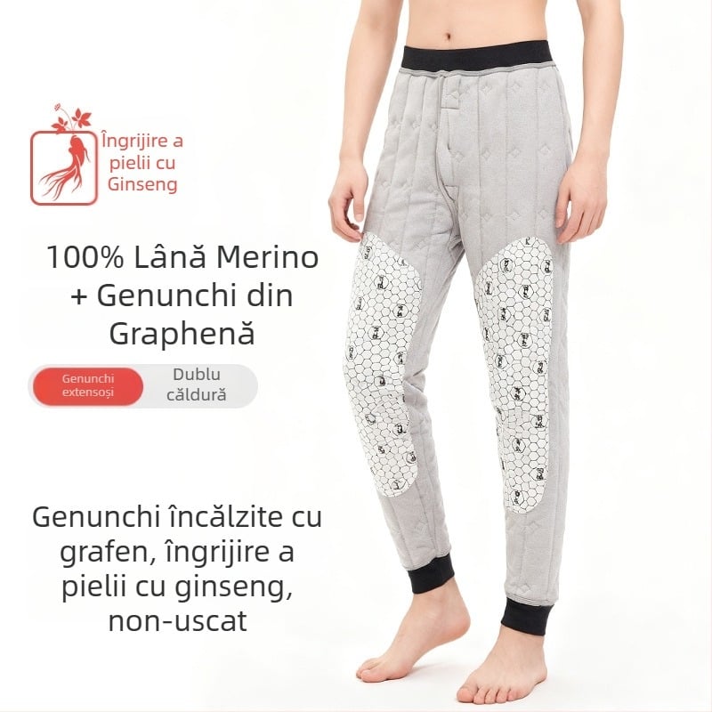 Pantaloni termici din lână, unisex, cu căptușeală de catifea, construcție cu 3 straturi, 95–100% lână, grosime extra 501–600 g/m²