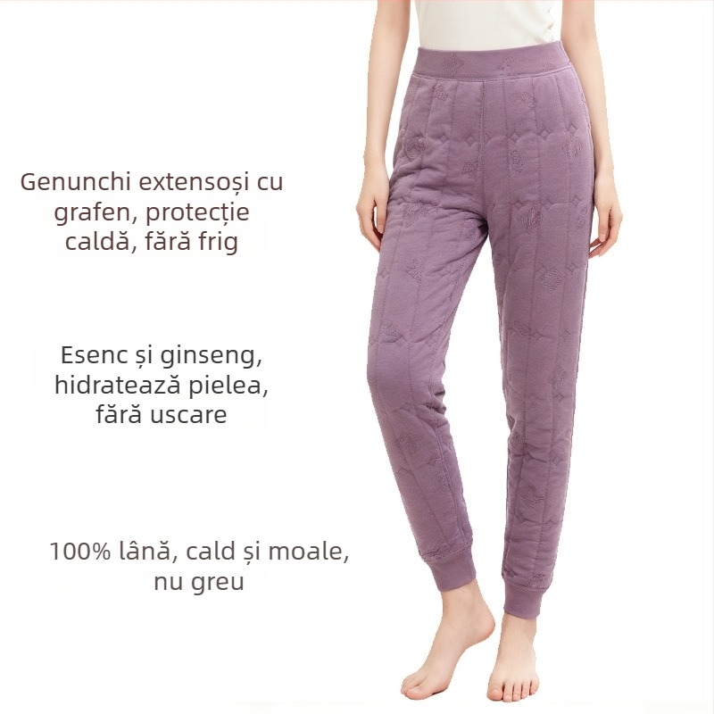 Pantaloni termici din lână, unisex, cu căptușeală de catifea, construcție cu 3 straturi, 95–100% lână, grosime extra 501–600 g/m²