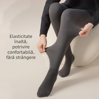 Colanți cu fleece, cu dungi verticale, material Nylon-Spandex, ridicare șolduri și controlul taliei