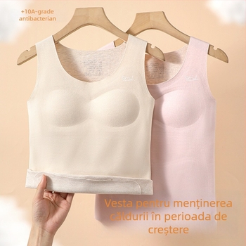 Mantelă termică cu glugă pentru fete 13–18 ani, dublu strat, material poliester gros 251–300 g/m2, anti-statice, antibacterian, menține cald, pernă pentru piept