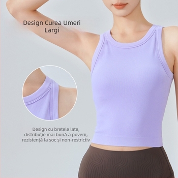 KURYOGA Sutien sport feminin cu cupă integrată – Rezistent la șocuri, 92% nylon + 8% spandex, croială Slim, lungime regulată, sezon 2025