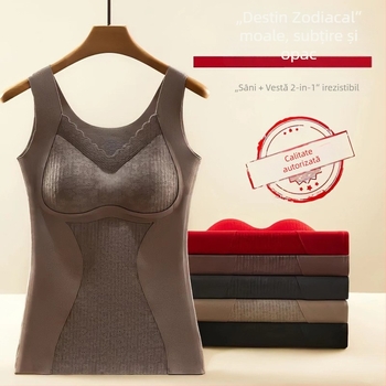 Vestă termică pentru femei cu căptușeală fleece, control abdominal și căldură, material Derong, decolteu în V, pulover