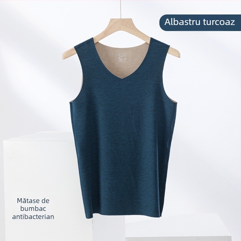 Vesta termică din amestec de cașmir și mătase, fără cusături, guler rotund, țesătură extra groasă 301–350 g/m², potrivită pentru a fi purtată ca îmbrăcăminte exterioară