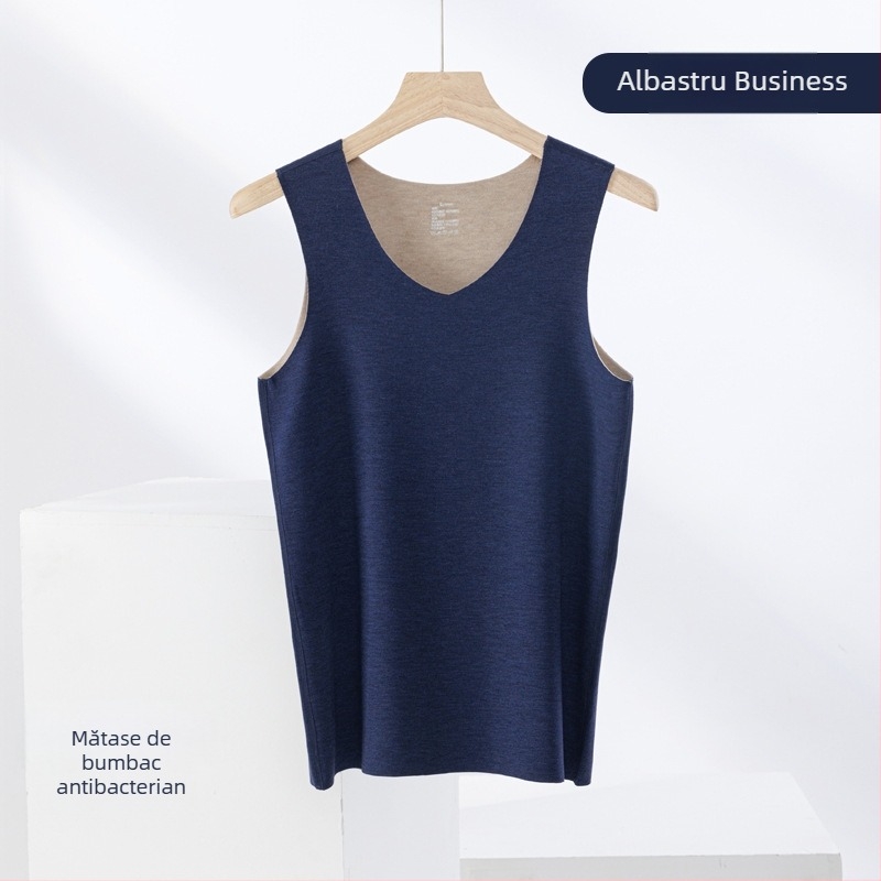 Vesta termică din amestec de cașmir și mătase, fără cusături, guler rotund, țesătură extra groasă 301–350 g/m², potrivită pentru a fi purtată ca îmbrăcăminte exterioară