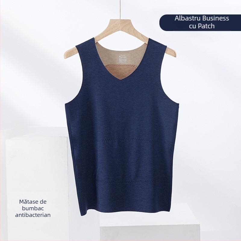 Vesta termică din amestec de cașmir și mătase, fără cusături, guler rotund, țesătură extra groasă 301–350 g/m², potrivită pentru a fi purtată ca îmbrăcăminte exterioară