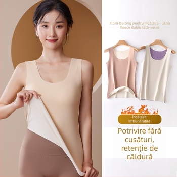 Vesta termică pentru femei De Velvet, căptușită cu fleece, guler rotund, poliester 90–95%, greutate medie 181–200 g/m², model pentru corp