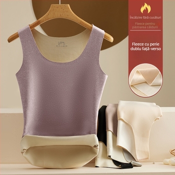 Vesta termică pentru femei De Velvet, căptușită cu fleece, guler rotund, poliester 90–95%, greutate medie 181–200 g/m², model pentru corp