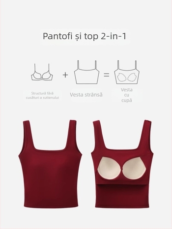 Camisolă tip vestă, cu inserții pentru bust, croială Slim, țesătură din bumbac-elastan, primăvara 2025