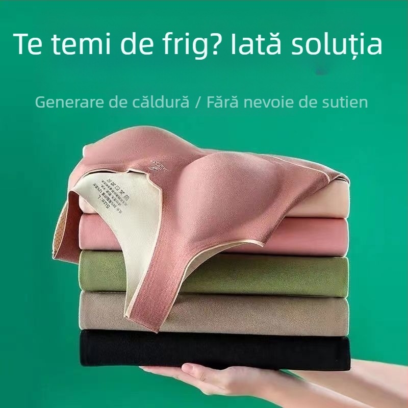 Vestă termică pentru femei cu pernuțe pentru sâni, design Cup-in, căptușită cu fleece gros, Derong acrilic, autoîncălzire, strat unic