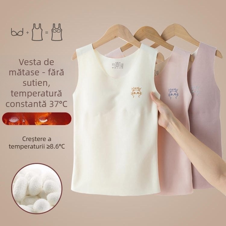 Vestă termică fără cusături, cu protecții pentru bust, din acril, dublu strat, grosime 201-250 g/m²