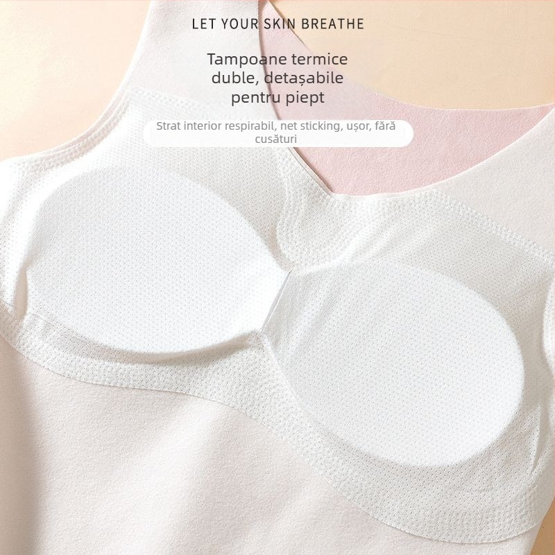 Vestă termică fără cusături, cu protecții pentru bust, din acril, dublu strat, grosime 201-250 g/m²