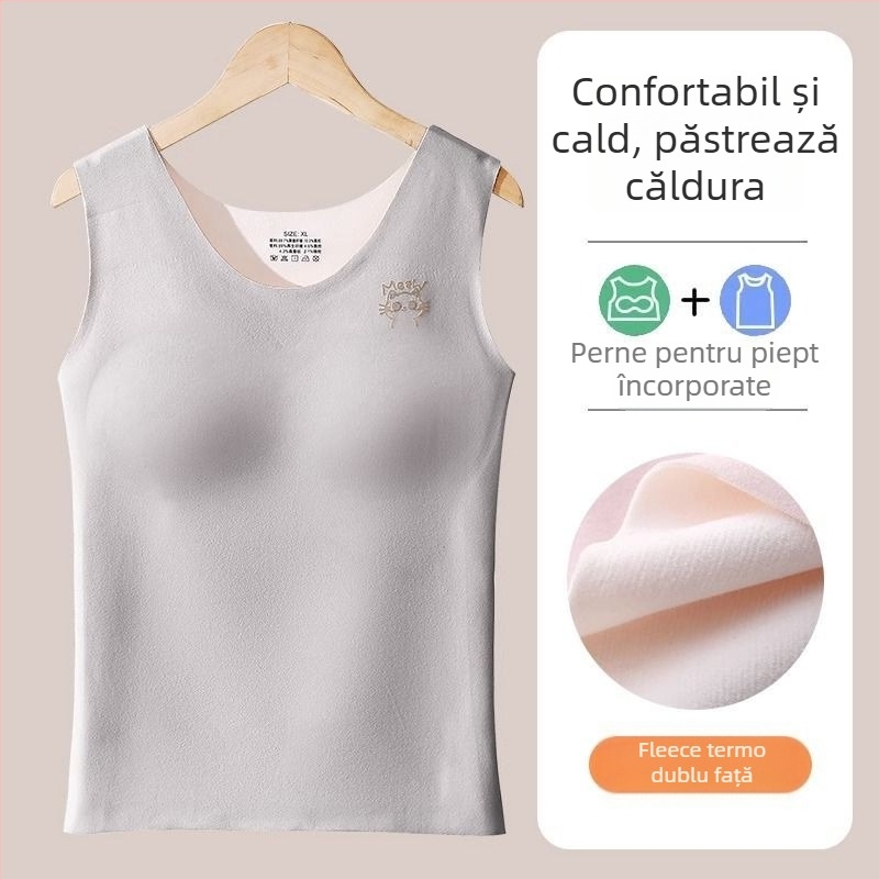 Vestă termică fără cusături, cu protecții pentru bust, din acril, dublu strat, grosime 201-250 g/m²