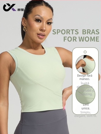 Alcohol star Top sport fără mâneci cu pernă pentru sân integrată, uscare rapidă, croială strânsă, 80% nylon + 20% spandex