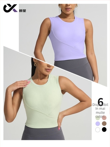 Alcohol star Top sport fără mâneci cu pernă pentru sân integrată, uscare rapidă, croială strânsă, 80% nylon + 20% spandex