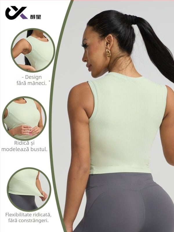 Alcohol star Top sport fără mâneci cu pernă pentru sân integrată, uscare rapidă, croială strânsă, 80% nylon + 20% spandex