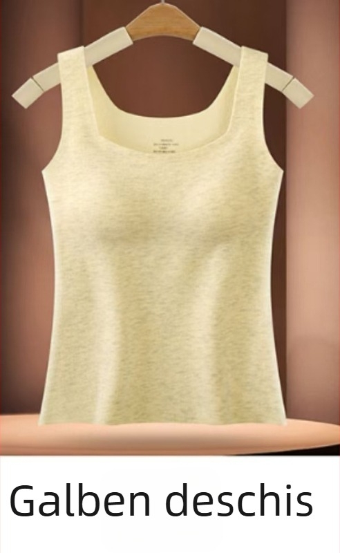 Vesta termică pentru femei cu pernă încorporată pentru sân, fără cusături, Lyocell, guler pătrat, modelare corp, menține căldura