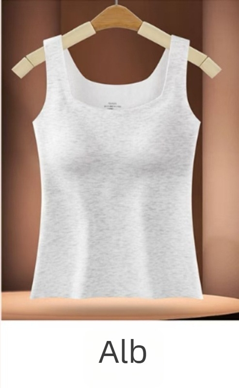 Vesta termică pentru femei cu pernă încorporată pentru sân, fără cusături, Lyocell, guler pătrat, modelare corp, menține căldura