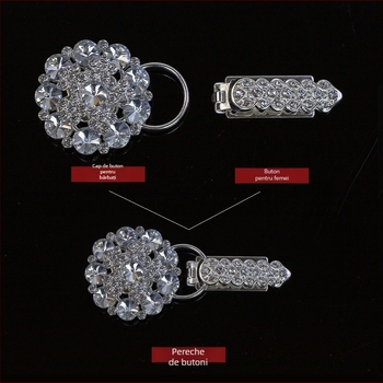 Cataramă de guler cu strasuri, tip duckbill, pentru paltoane din blană de nurcă – accesorii premium pentru haine