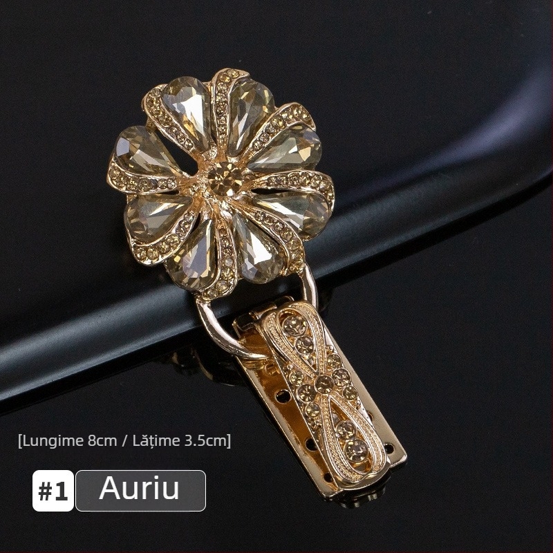 Cataramă de guler cu strasuri, tip duckbill, pentru paltoane din blană de nurcă – accesorii premium pentru haine