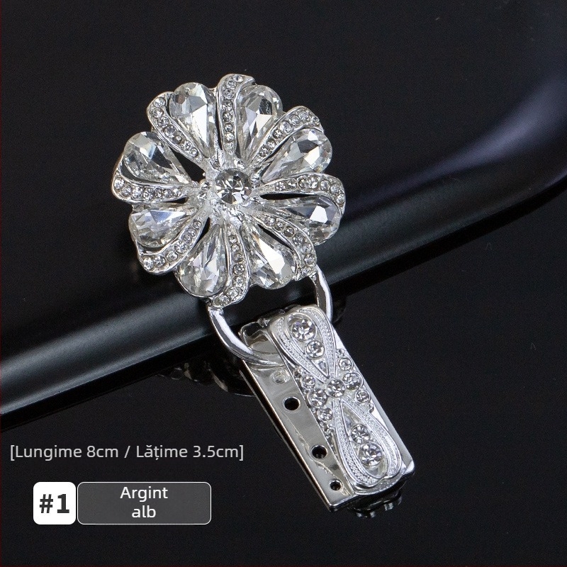 Cataramă de guler cu strasuri, tip duckbill, pentru paltoane din blană de nurcă – accesorii premium pentru haine