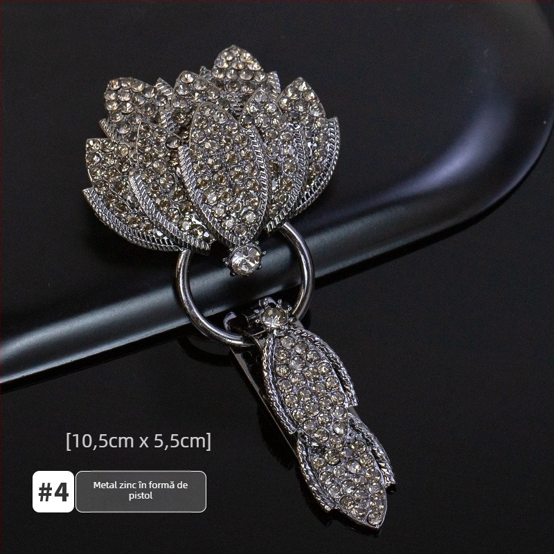 Cataramă de guler cu strasuri, tip duckbill, pentru paltoane din blană de nurcă – accesorii premium pentru haine