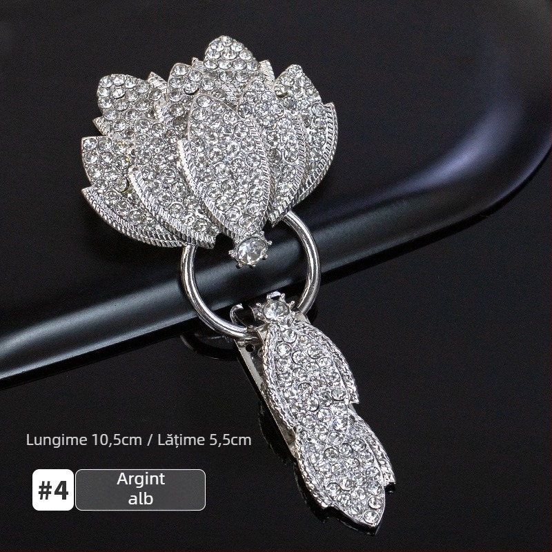 Cataramă de guler cu strasuri, tip duckbill, pentru paltoane din blană de nurcă – accesorii premium pentru haine