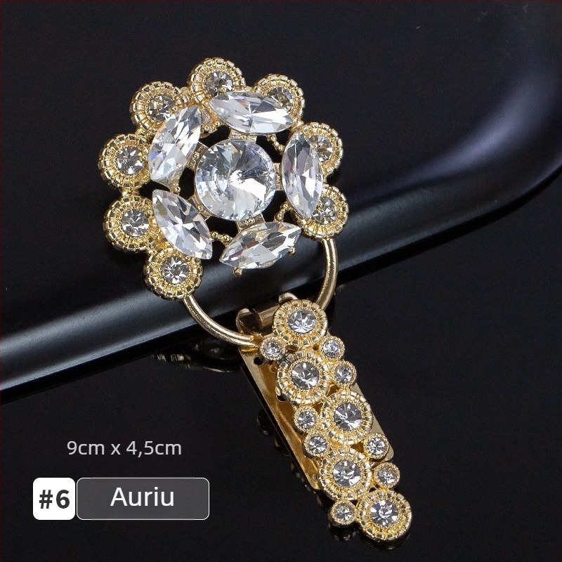 Cataramă de guler cu strasuri, tip duckbill, pentru paltoane din blană de nurcă – accesorii premium pentru haine