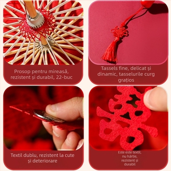 Umbrelă de nuntă în stil nou chinezesc, recuzită pentru fotografierea miresei, stofă de mătase, marcă Orange Nuoyi Bai, categorie Cuvinte Fericite, fără import