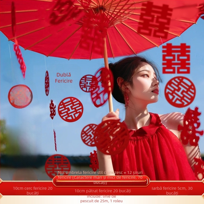 Umbrelă de nuntă în stil nou chinezesc, recuzită pentru fotografierea miresei, stofă de mătase, marcă Orange Nuoyi Bai, categorie Cuvinte Fericite, fără import