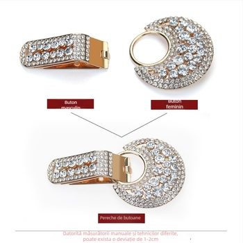 Hengmeihe cataramă decorativă pentru paltoane — aliaj de zinc cu cristale imitatii, stil național clasic, design minimalist