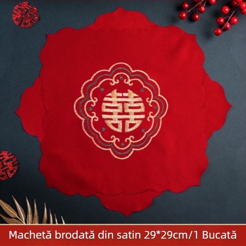 Esarfa de mireasă brodată din satin pentru o nuntă tradițională chineză (Material: Broderie satinată; Utilizare: Nuntă; Categoria: Alte accesorii de nuntă)