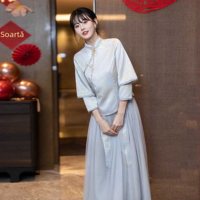 Rochie de domnișoară UNMUN — croială în A, de un umăr, fustă lungă, Chenille cu Spandex, Primăvara 2025