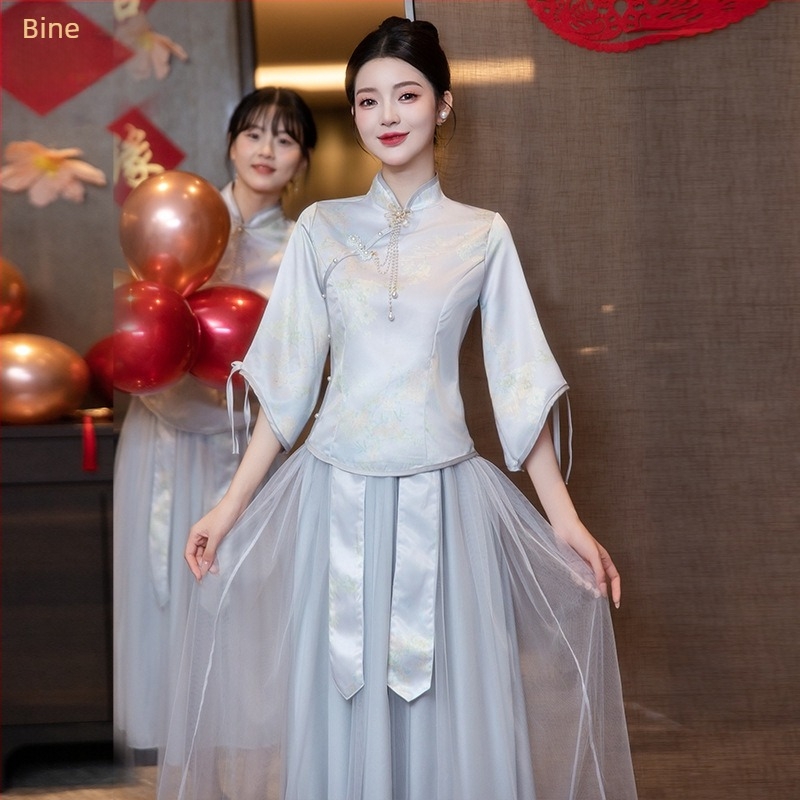 Rochie de domnișoară UNMUN — croială în A, de un umăr, fustă lungă, Chenille cu Spandex, Primăvara 2025