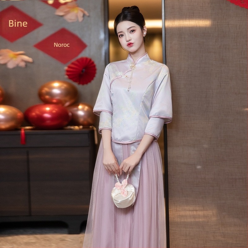 Rochie de domnișoară UNMUN — croială în A, de un umăr, fustă lungă, Chenille cu Spandex, Primăvara 2025