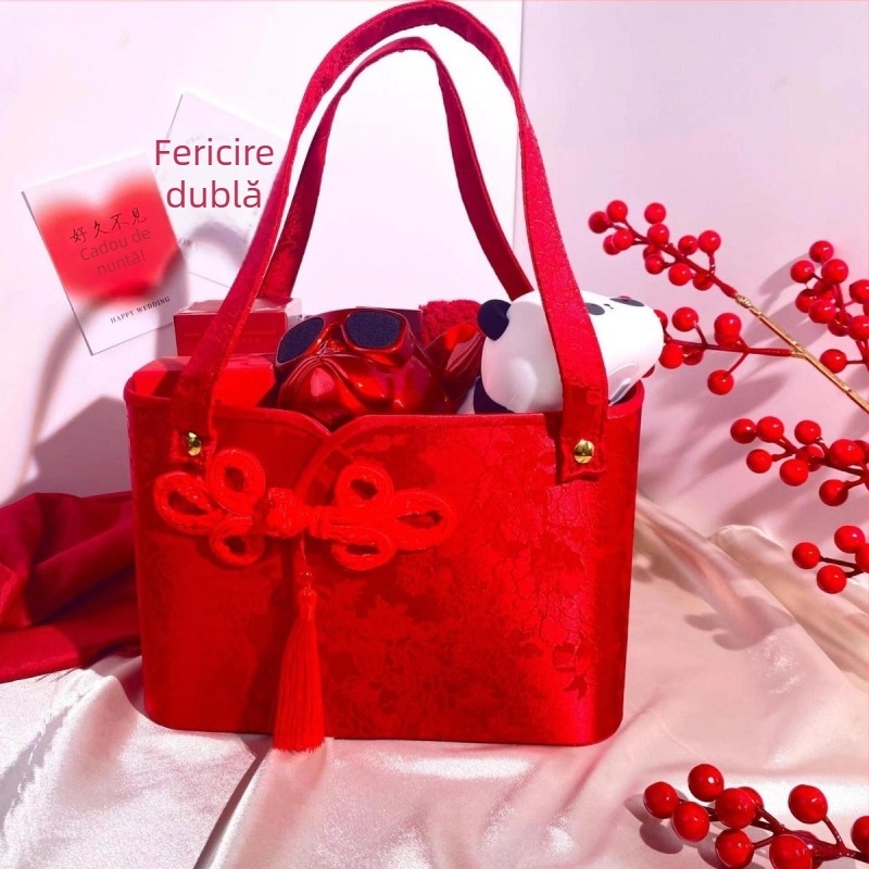 Cutie cadou pentru domnișoarele de onoare, în stil chinezesc, cu motiv coș de Flori, formă rotundă, din hârtie, pentru nunți