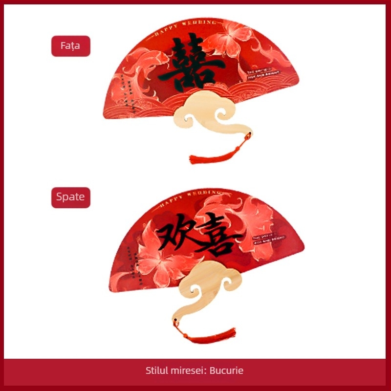 Evantai pentru domnișoare de onoare, hârtie, ambalaj PP, stil chinezesc, accesorii foto pentru nuntă