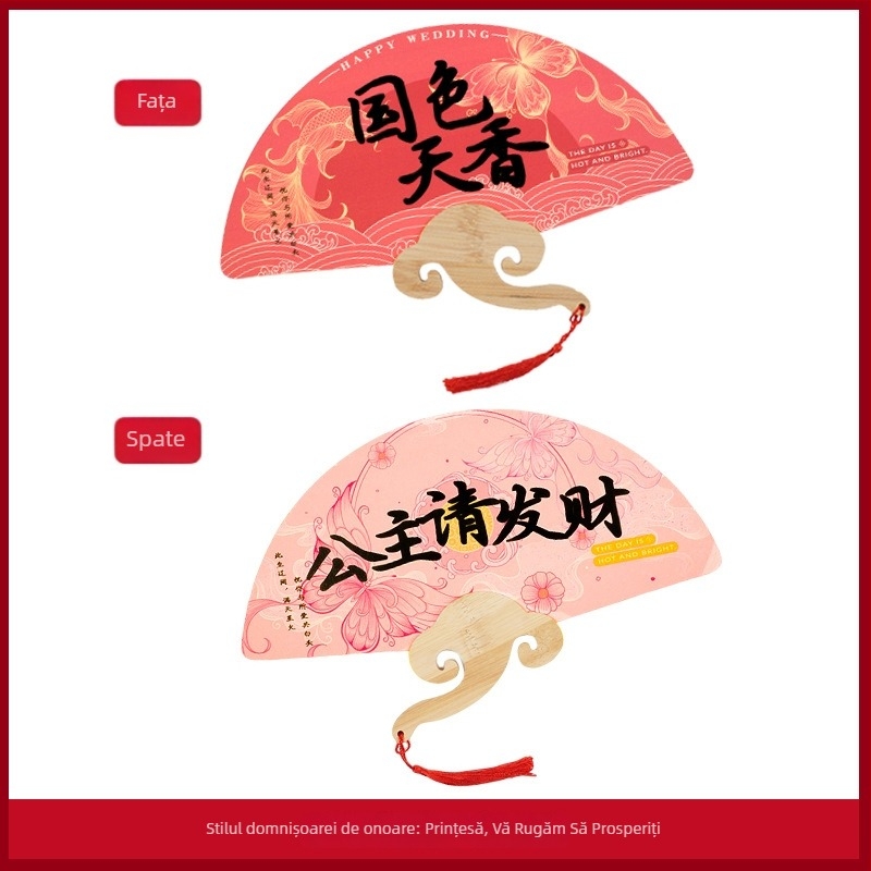 Evantai pentru domnișoare de onoare, hârtie, ambalaj PP, stil chinezesc, accesorii foto pentru nuntă
