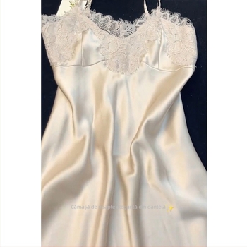 Rochie de noapte tip slip, în stil coreean, fără mâneci, decolteu în V, 100% poliester, lungime scurtă, țesătură de greutate medie
