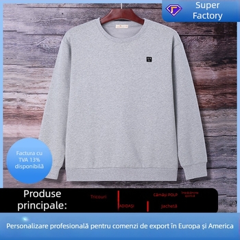 Pulover din catifea Silver Fox Velvet, 420 g/m², guler rotund, mâneci lungi, broderie, croi lejer