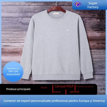 Pulover din catifea Silver Fox Velvet, 420 g/m², guler rotund, mâneci lungi, broderie, croi lejer