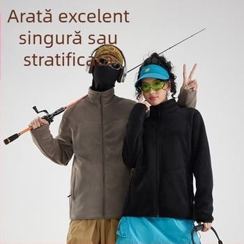 Jachetă fleece Unisex, fără glugă, căptușeală Coral fleece, 100% puf, material din amestec fibre chimice